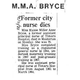Obituary: M M A Bryce