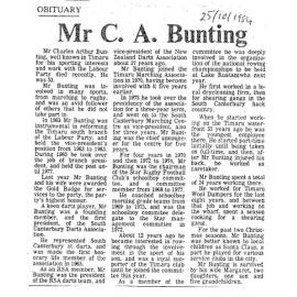 Obituary: Mr C A Bunting
