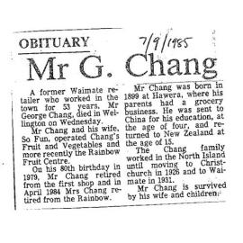 Obituary: Mr G Chang