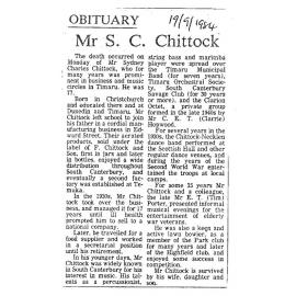 Obituary: Mr S C Chittock