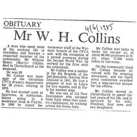 Obituary: Mr W H Collins