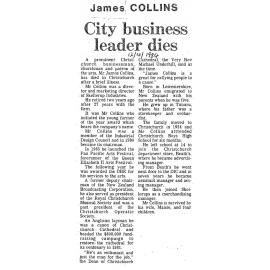 Obituary: James Collins, City business leader dies