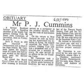 Obituary: Mr P J Cummins