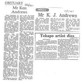 Obituary: Mr Ken Andrews, Tekapo artist dies