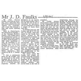 Obituary: Mr J D Faulks
