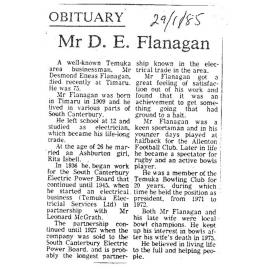 Obituary: Mr D E Flanagan