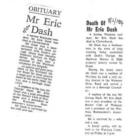 Obituary: Mr Eric Dash