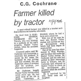 Obituary: C G Cochrane, Farmer killed by tractor