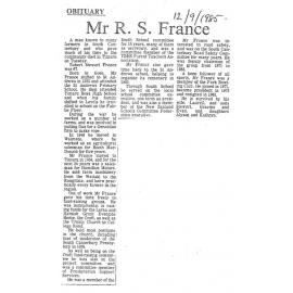 Obituary: Mr R S France