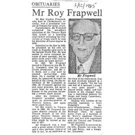 Obituary: Mr Roy Frapwell
