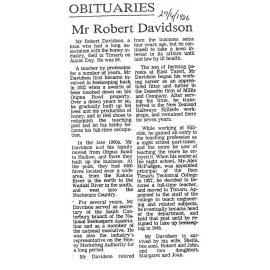 Obituary: Mr Robert Davidson