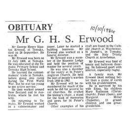Obituary: Mr G H S Erwood