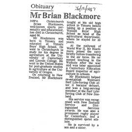 Obtiuary: Mr Brian Blackmore