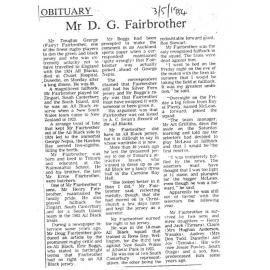 Obituary: Mr D G Fairbrother