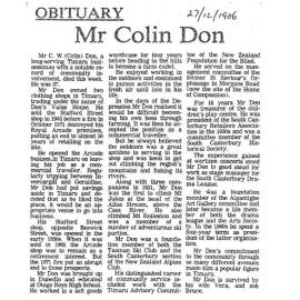 Obituary: Mr Colin Don