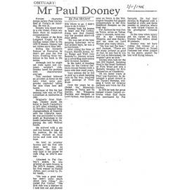 Obituary: Mr Paul Dooney