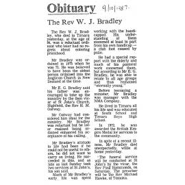 Obituary: The Rev W J Bradley