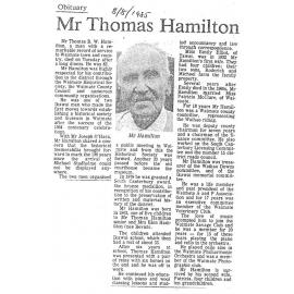 Obituary: Mr Thomas Hamilton