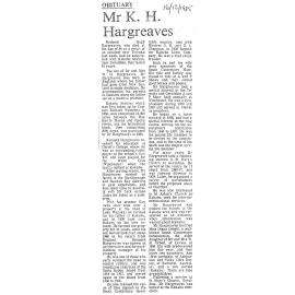 Obituary: Mr K H Hargreaves