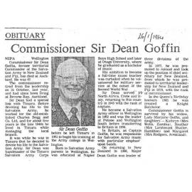 Obituary: Commissioner Sir Dean Goffin