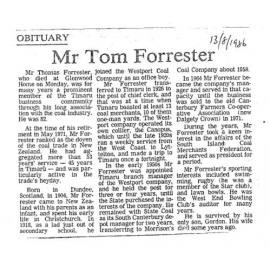 Obituary: Mr Tom Forrester