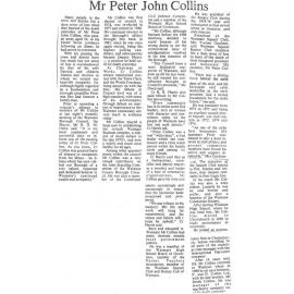 Obituary: Mr Peter John Collins