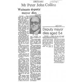 Obituary: Mr Peter John Collins, Waimate deputy major dies aged 54