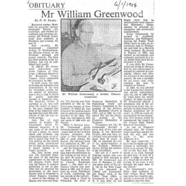 Obituary: Mr William Greenwood