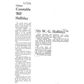 Obituary: Mr W G Halliday, Constable 'Bill' Halliday