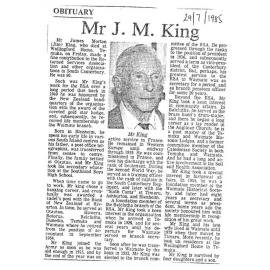 Obituary: Mr J M King