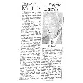 Obituary: Mr J P Lamb