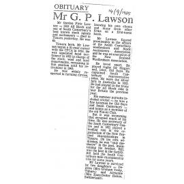 Obituary: Mr G P Lawson