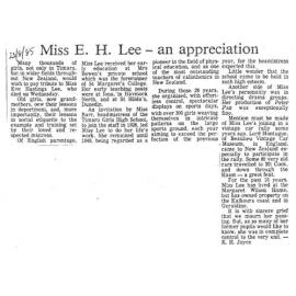 Obituary: Miss E H Lee