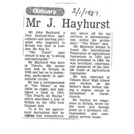 Obituary: Mr J Hayhurst