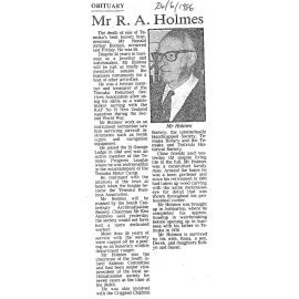 Obituary: Mr R A Holmes