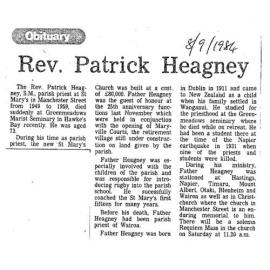 Obituary: Rev Patrick Heagney