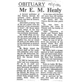 Obituary: Mr E M Healy