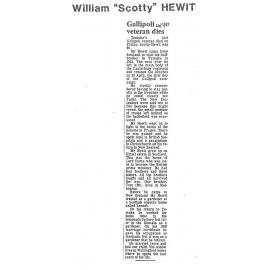 Obituary: William 'Scotty' Hewit, Gallipoli veteran dies