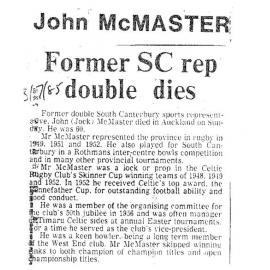 Obituary: John McMaster, Former SC rep double dies