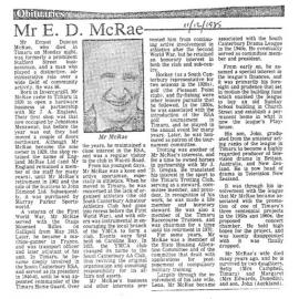 Obituary: Mr E D McRae