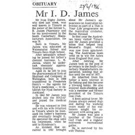 Obituary: Mr I D James