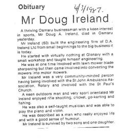 Obituary: Mr Doug Ireland