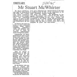 Obituary: Mr Stuart McWhirter