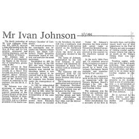 Obituary: Mr Ivan Johnson