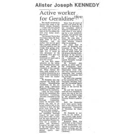 Obituary: Alister Joseph Kennedy, Active worker for Geraldine