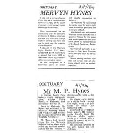 Obituary: Mervyn Hynes