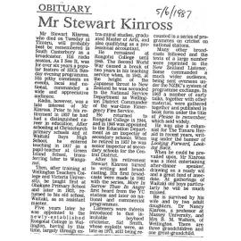 Obituary: Mr Stewart Kinross