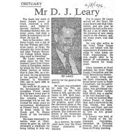 Obituary: Mr D J Leary