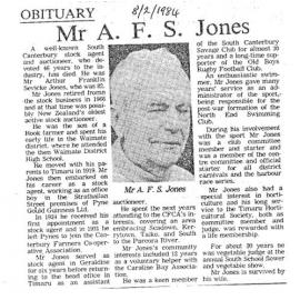Obituary: Mr A F S Jones