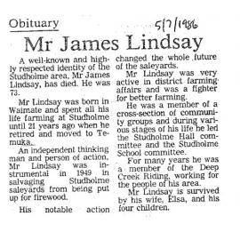 Obituary: Mr James Lindsay